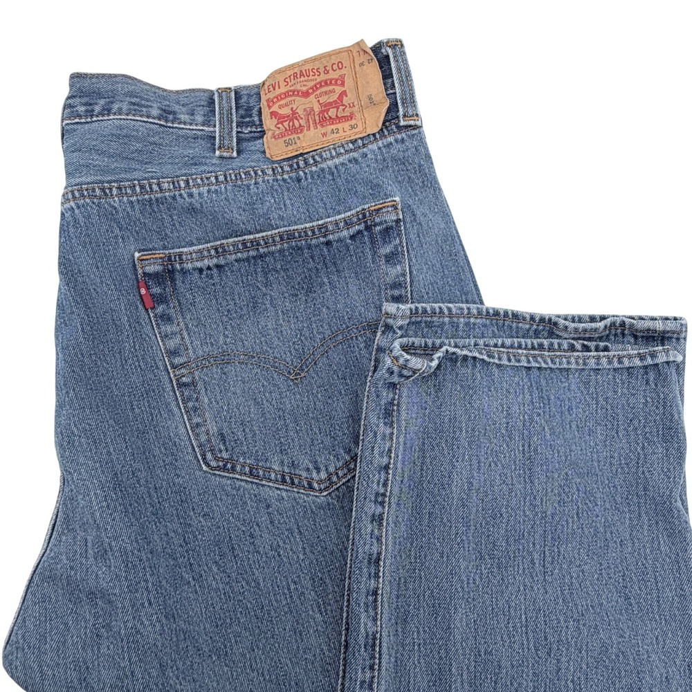 Levi's 501 Original Fit‎ Jeans Mens 42x30 Blue Straight Leg Button Fly Classic